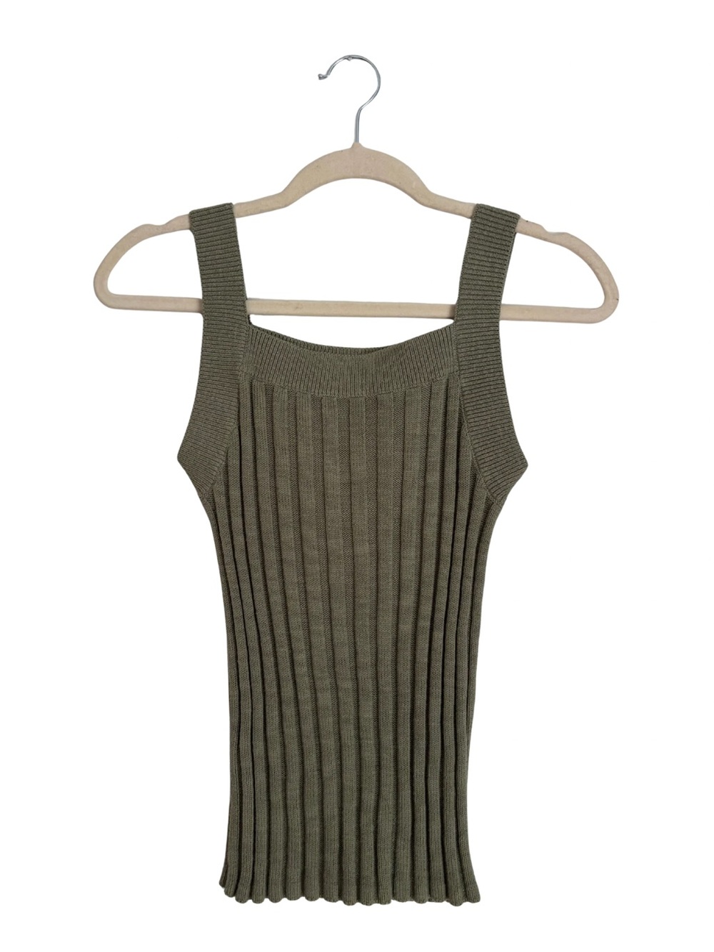 NWT LOFT Olive Green Ribbed Square-Neck Tank